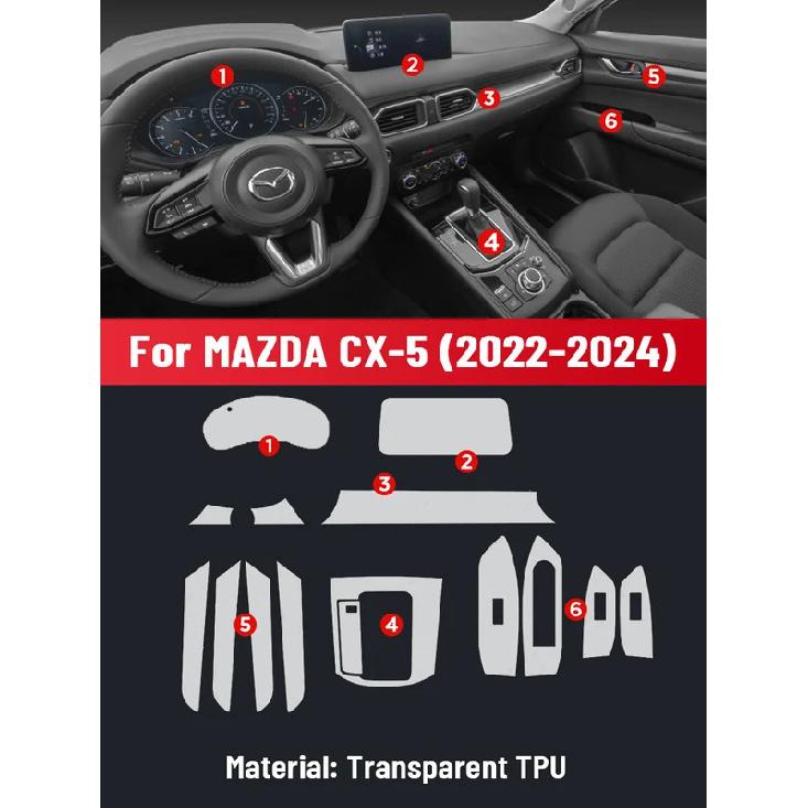 Anti-scratch Car Interior Center Console Media Dashboard Navigation TPU Protector Film For MAZDA CX-5   2024 Sticker