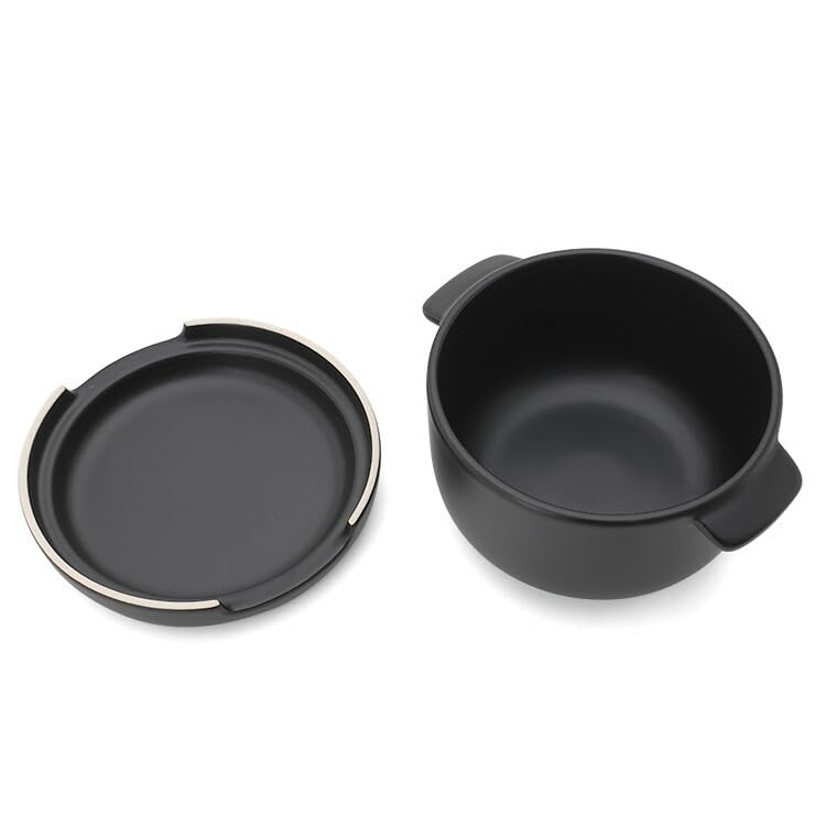 World Create Yayoi Pottery Round Ohitsu Black 2 Cups 15963