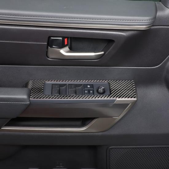 Real Carbon Fiber Window Lift Switch Button Cover Trim For Toyota Tundra 22-24