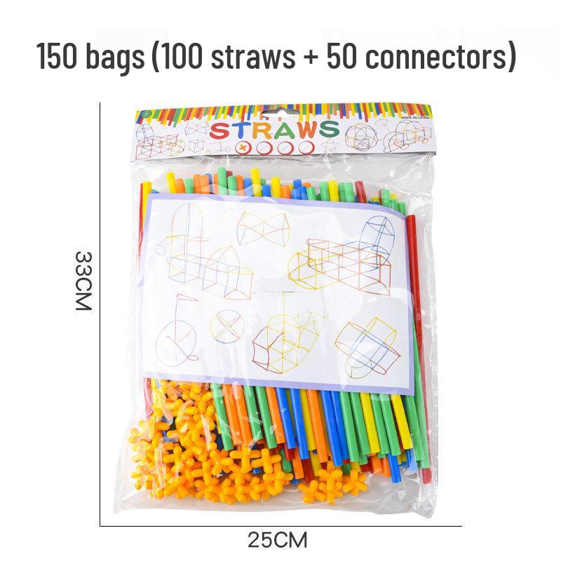 Children's 4D Interlocking Straw Building Blocks for Kindergarten Assembly