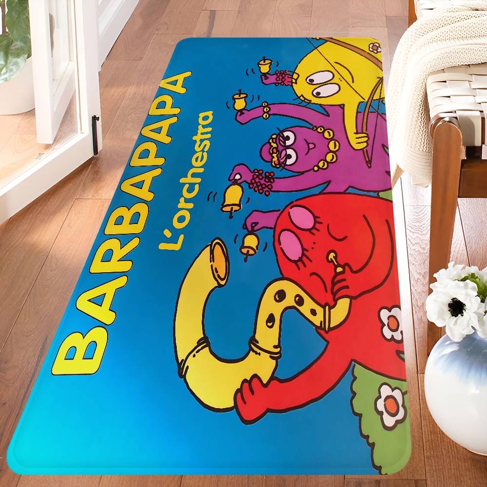 Cute Cartoon Les Barbapapa Hallway Carpet Washable Non-Slip Living Room Sofa Chairs Area Mat Kitchen Doormat Area Rug