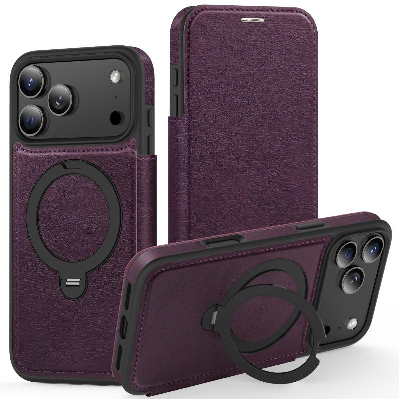 Wireless Charging Flip Case For iPhone 17Air 17 Promax 16 Plus 15 Pro Max 14 Pro 13 12 Leather Case Cards Slots Kickstand Cover