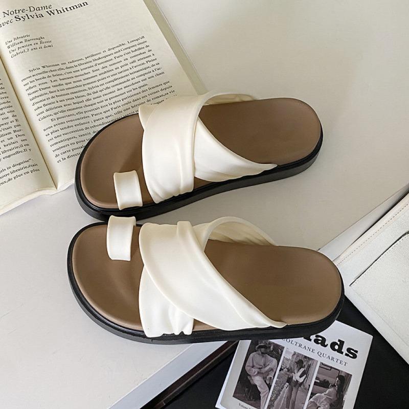 thick-soled toe slippers women's summer new beach wear cross-strap fashion casual versatile soft-soled sandals