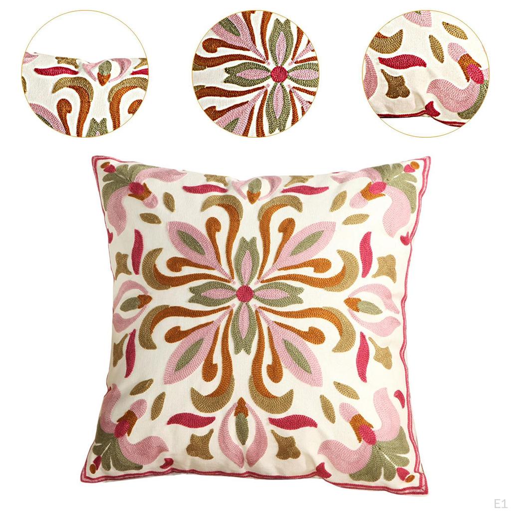 Blumen Kissenbezug Dekorative Kissenhülle Weiches Wurfkissen Bestickter Bezug für Zuhause