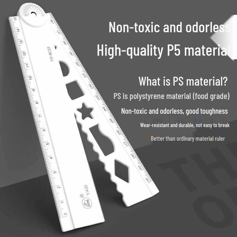 30cm Multifunctional Folding Ruler for Students: Straight Edge with Wavy Line Grid for Geometric Drawings