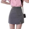 Women's Black High-Waisted Slit Midi A-Line Skirt - Spring/Autumn 2025