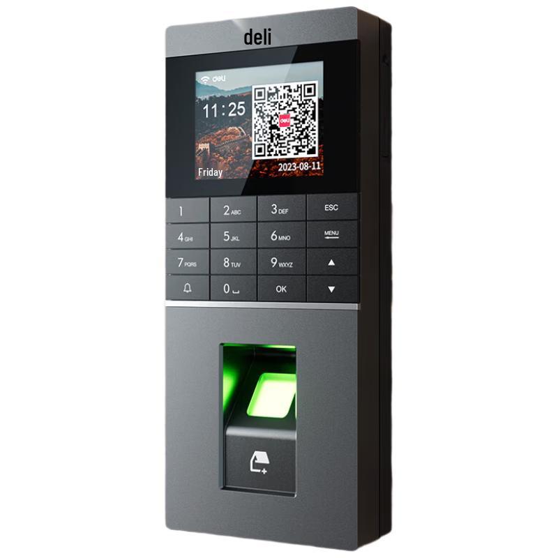 Deli Smart Biometric Time Clock & Access Control Terminal CN plug (adapter included)