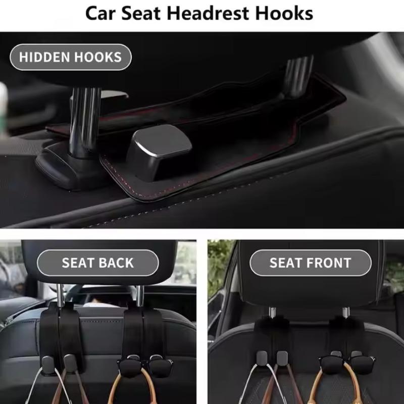 1/2Pcs Car Seat Hooks for Headrest|Double Headrest Purse Hook for Car|Multifunctional Car Seat Back Storage Hook with Metal Hook