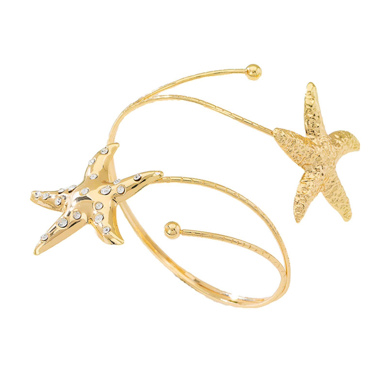 

Золотой браслет-манжета на плечо для женщин, изящный многослойный регулируемый открытый браслет-заявление с бабочкой, богемные летние украшения one size золотой