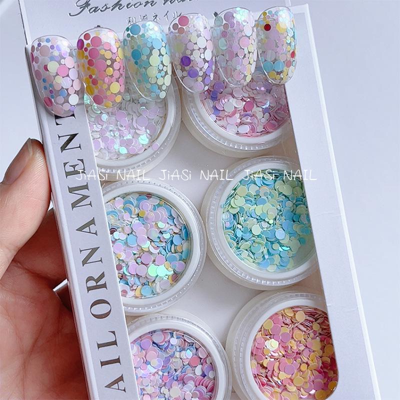 Japanese-Korean Style Colorful Dot Glitter Nail Art Stickers 6 Color Sequins