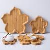 Japanische Holzschale Blume-förmige Dessertplatte Speiseplatte Trockenfruchtschale Walnussholz Bambus Teeschale Platte