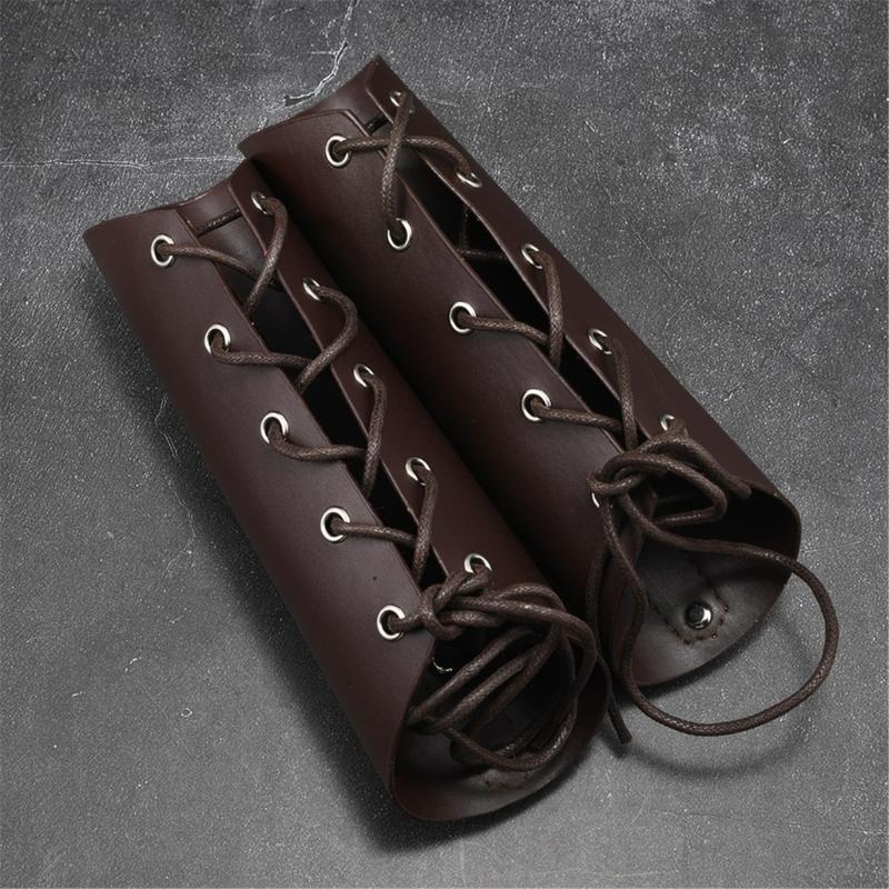 1PC Punk PU Leather Motorcycle Wristbands Adjustable Arm Guards For Men Women Cycling Outdoor Activity