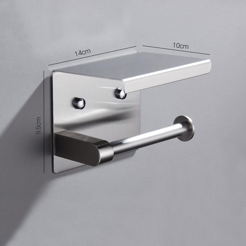 Punch-Free Black Stainless Steel Tissue & Toilet Paper Holder for Bathroom