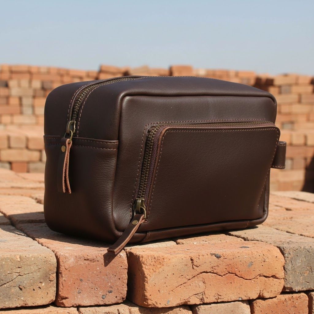 24-Zoll-Reisetasche aus echtem Leder | Reise-Übernachtungs-Wochenend-Ledertasche | Sport-Gymnastiktasche für Herren mit Leder-Toilettenartikel-Kombination