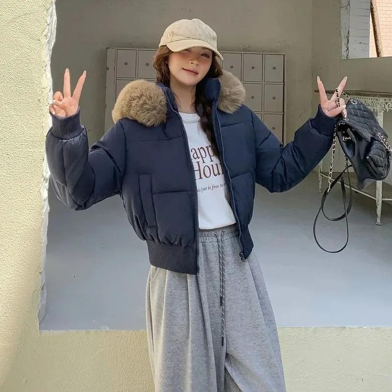 Ladies Down Cotton-padded Jacket Lapel Fashion Joker Winter Coat Temperament Korean Women Outwear