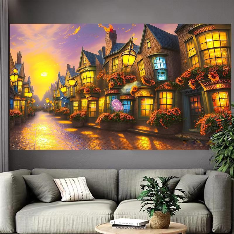 VIKAMA Fantasy Castle Tapestry Starry Night Watercolor Art Modern Bohemian Style Living Room Bedroom Background Wall Decoration