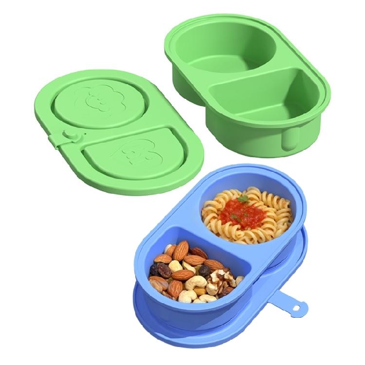 

Heat Resistant Duals Chamber Silicone Condiment Dish Portable Seasoning Dispenser with 2 Divided Sections 1