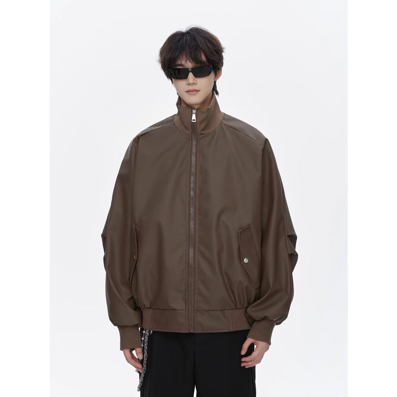 

Весенне-осеннее красивое пальто из искусственной кожи для мужчин, модный бренд в стиле Гонконга, японский стиль Харадзюку, корейский стиль, модная свободная куртка 3XL коричневый