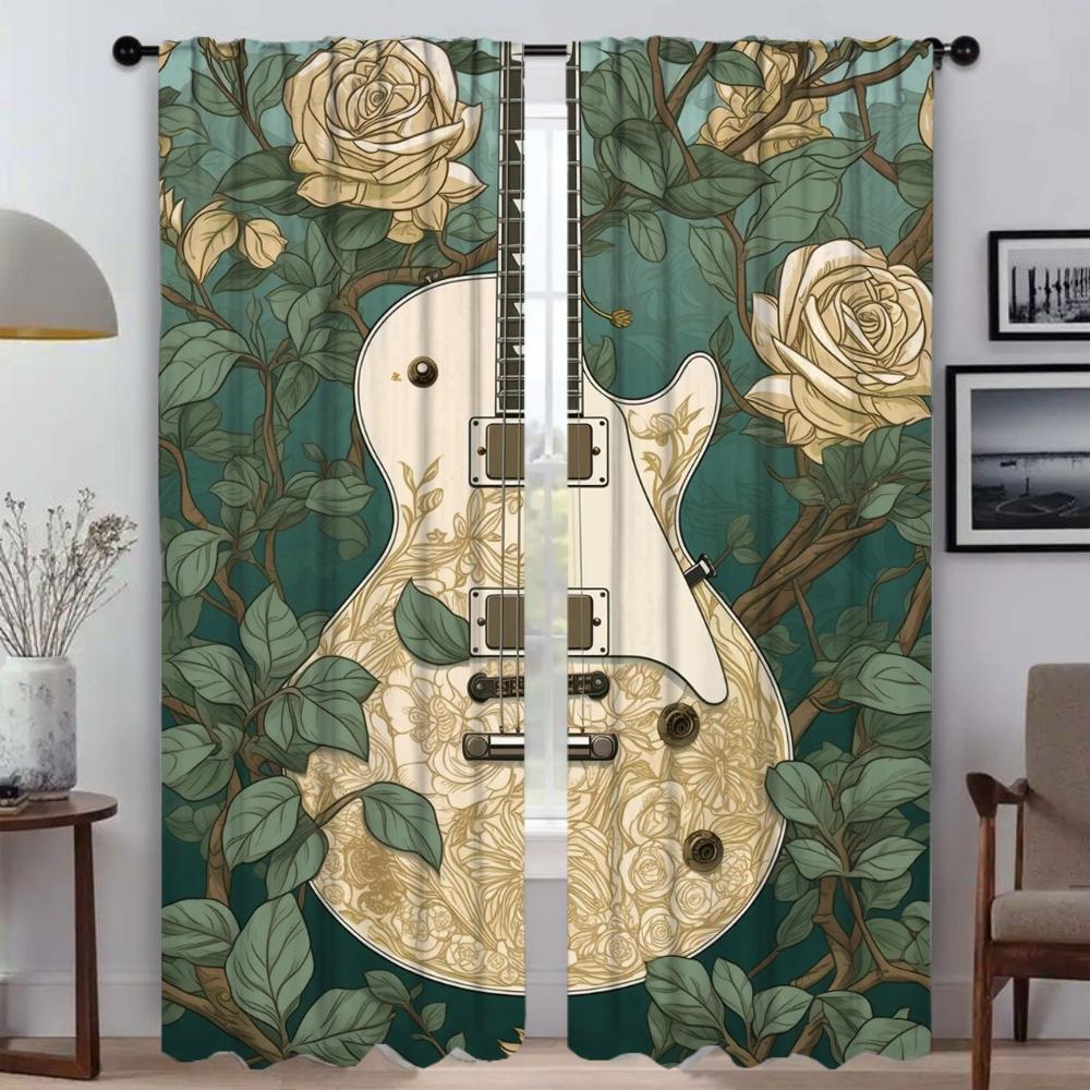 Ilustrace elektrické kytary Elegantní pokojové závěsy do obývacího pokoje Zatemňovací závěs Halloweenská dekorace Tyl do ložnice Dítě