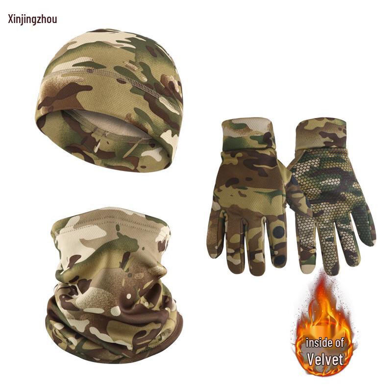 Зимний комплект XinJingZhou: флисовая шапка, шарф-бафф и перчатки для улицы Medium