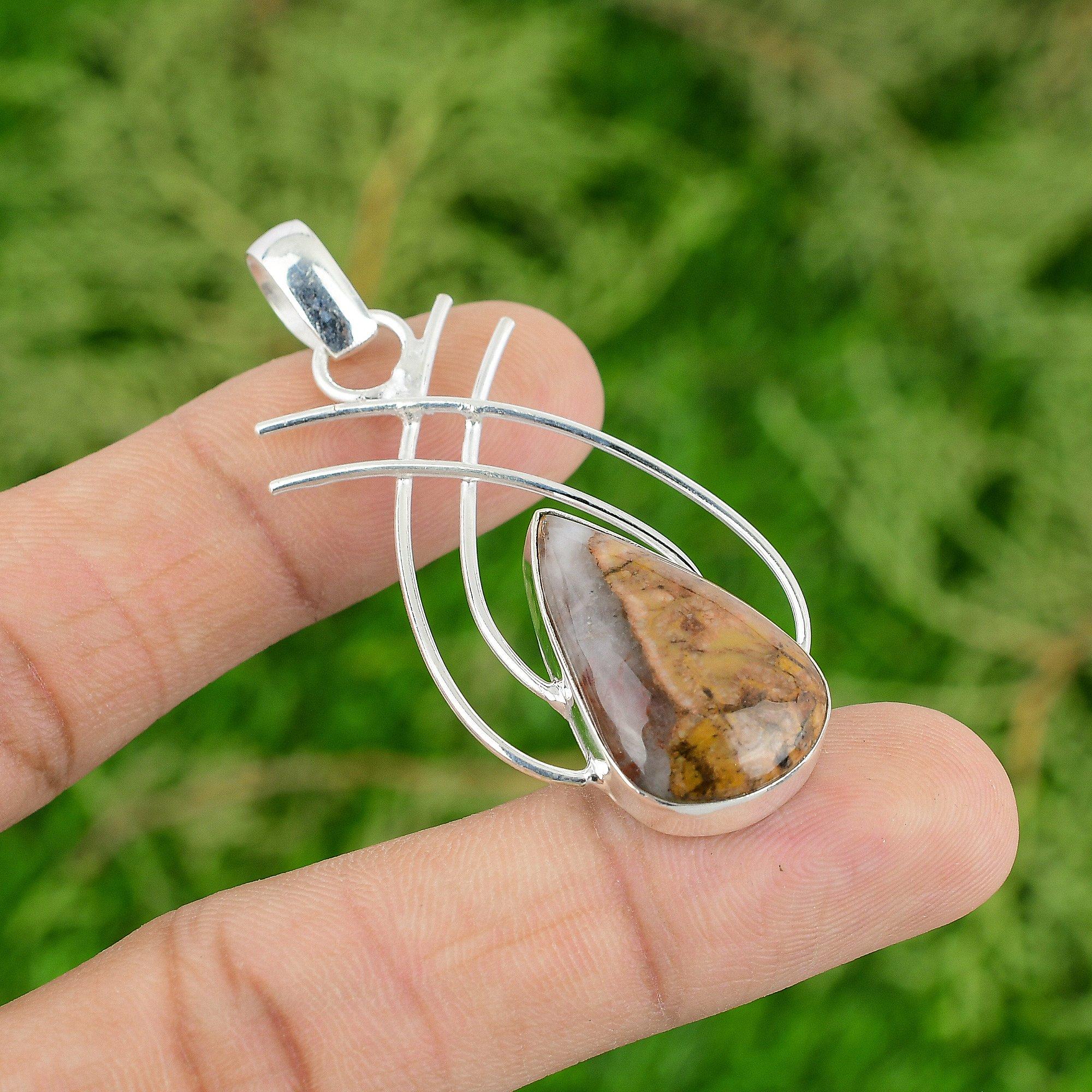 

Кулон из боксита, драгоценный камень, украшения ручной работы, кулон из стерлингового серебра 925 пробы, изящный кулон, подарки на годовщину