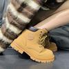 Martin boots women's new autumn short boots high-top rhubarb boots yellow thick-soled mountaineering boots