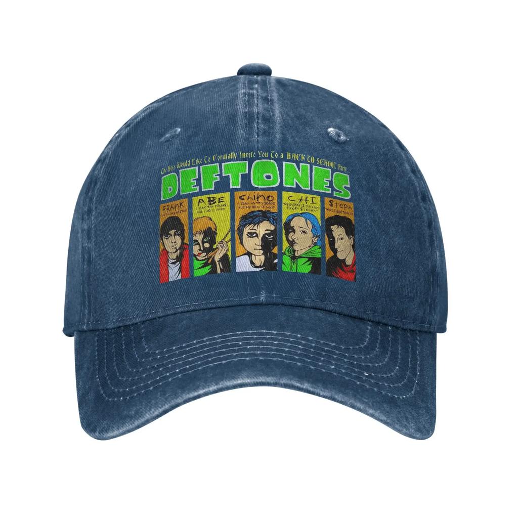 Deftone Band Members Men Women Baseball Cap Punk Hip Hop Distressed Denim Washed Caps Hat Retro Outdoor Adjustable Fit Sun Cap