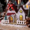Led Ahşap Noel Evi Mini Noel Kar Evleri Ahşap Kış Köyü Bina Figürinleri Masa Süsleri Tatil Partisi Dekoru