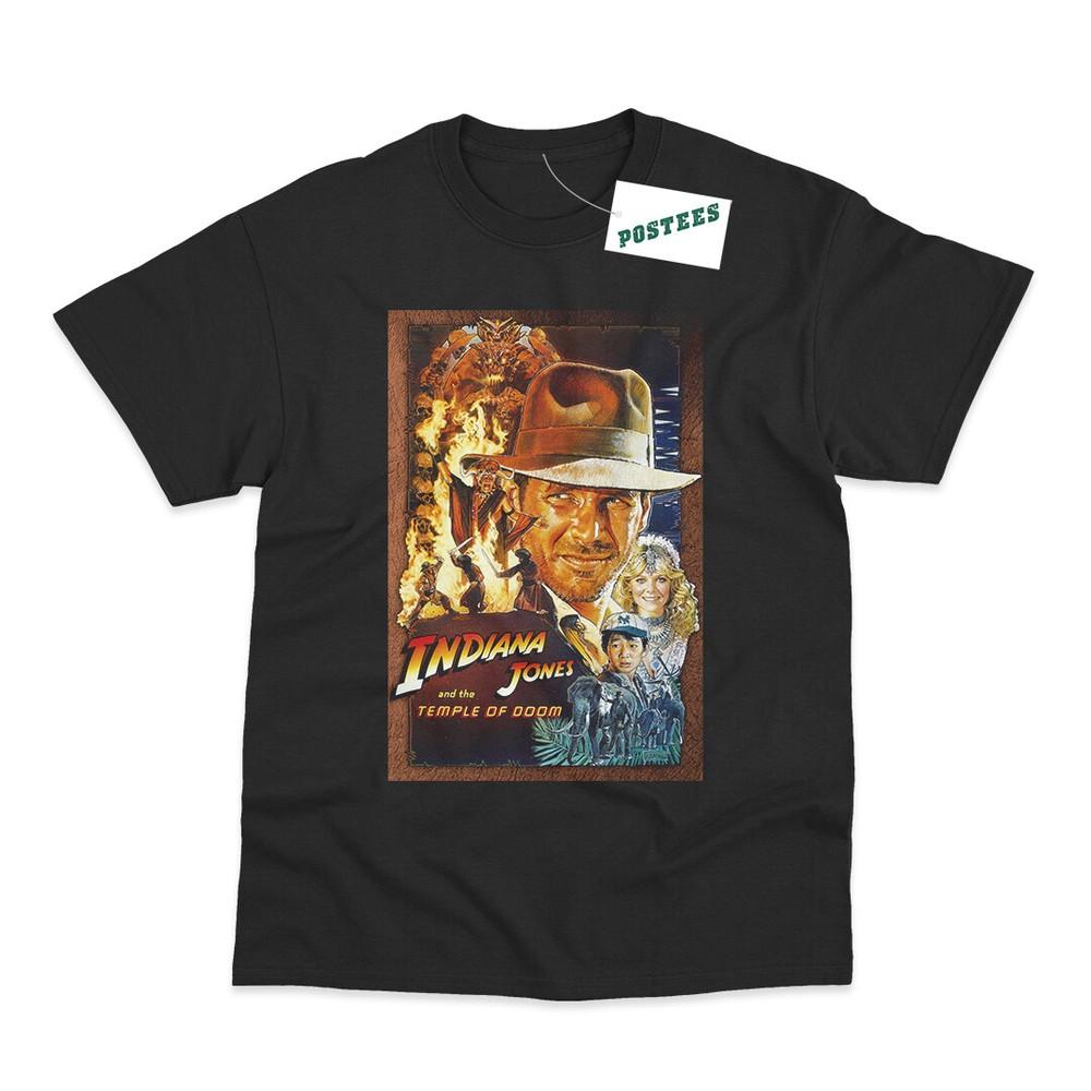 Movie Poster Inspired by Indiana Jones Temple Of Doom BLK/WHT Printed TShirt Unisex T-Shirt XL
