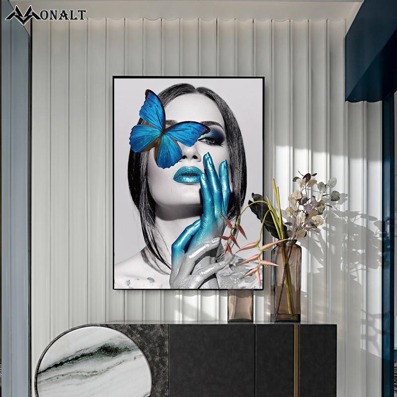 Abstract Canvas Painting Decorative Picture Nordic Butterfly Woman Posters On the Wall In the Office Wall Art Hoom Decor Cuadros
