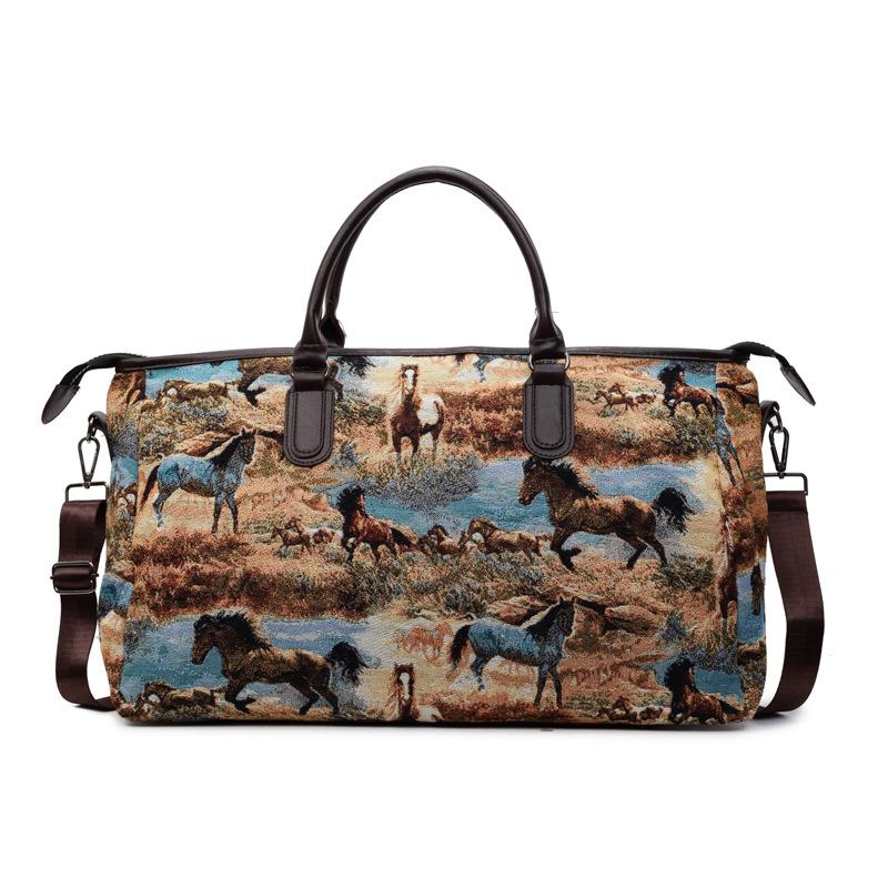 

High value short trip messenger bag large capacity business travel luggage storage bag men s and women s retro sports fitness bag темно-коричневого кольору