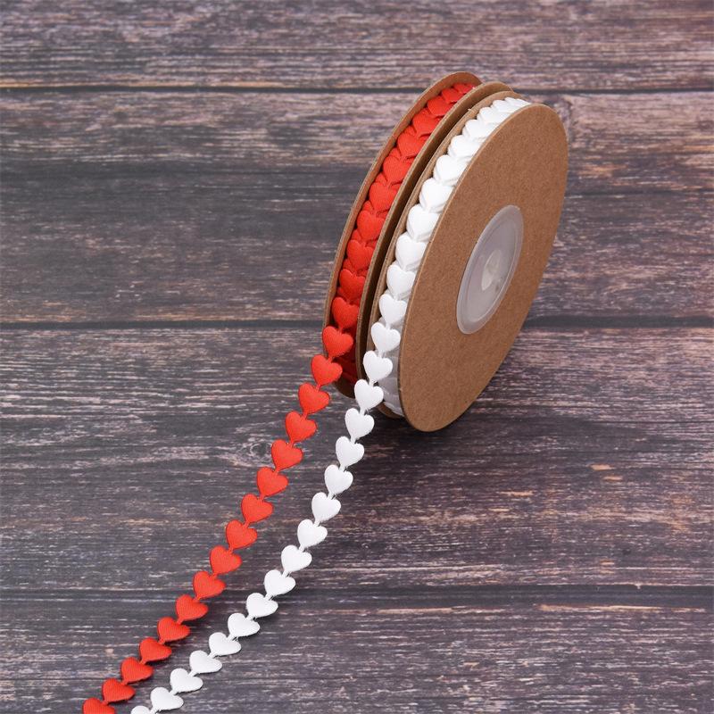 8mm/5m Roll Classic Wave Love Ribbon Bouquet Strap, Bouquet Decorative Ribbon Peach Heart Ribbon Small Roll Set