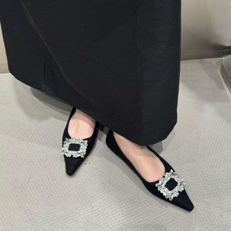 Design Sense Celebrity Temperament Rhinestone Pointed Wedge Heel Bag Head Heel Shoes Women's 2025 Autumn New High-end Single Shoes