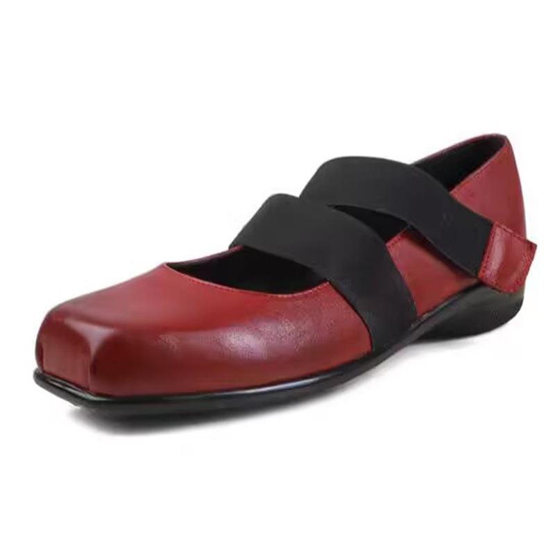 Square head retro Mary Jane single shoes gentle word with flat temperament spring and autumn small leather shoes evening shoes