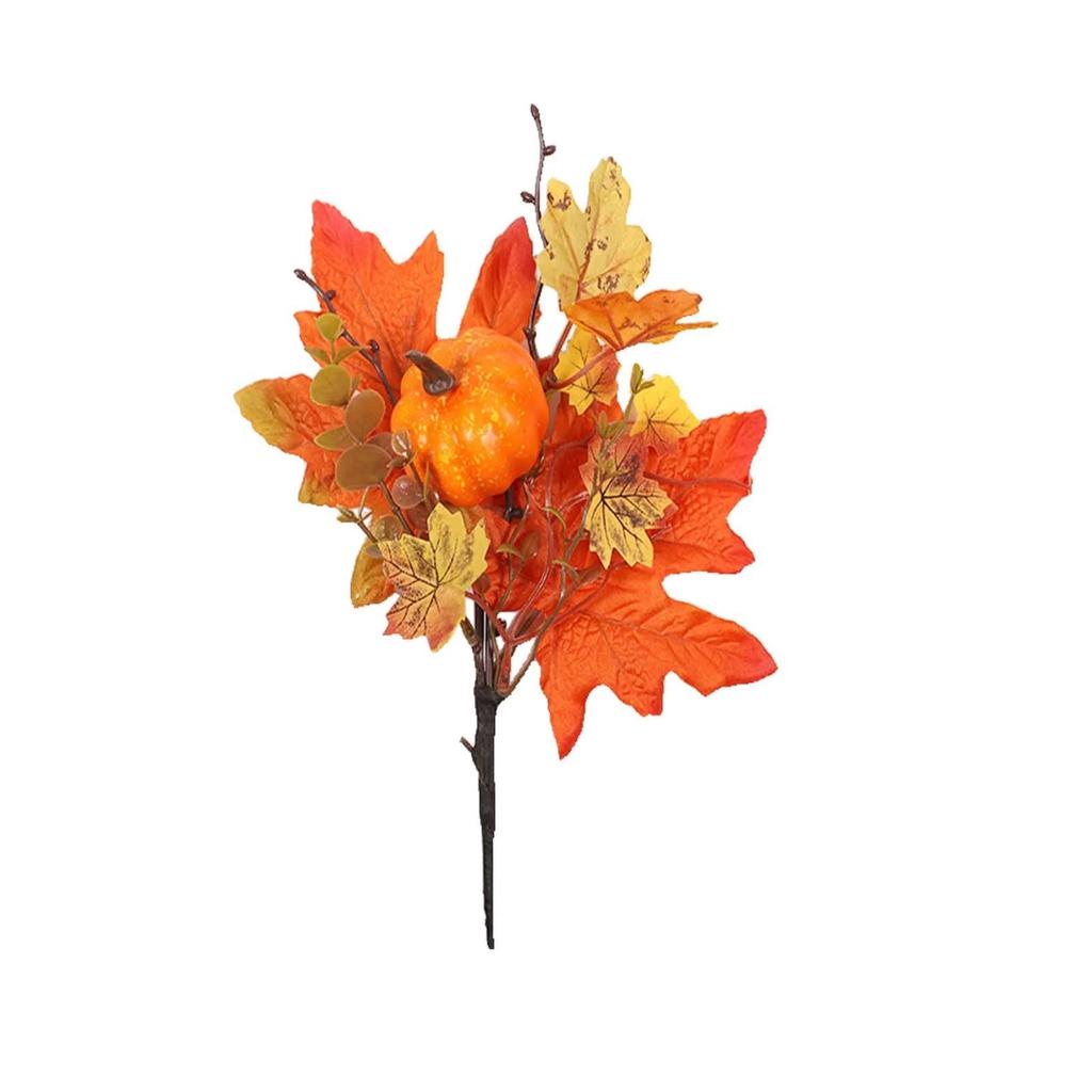 Fall Artificial Maple Leaf Stems, Fall Picks And Sprays With Orange Pumpkins Sunflower Heads Cones Berries,