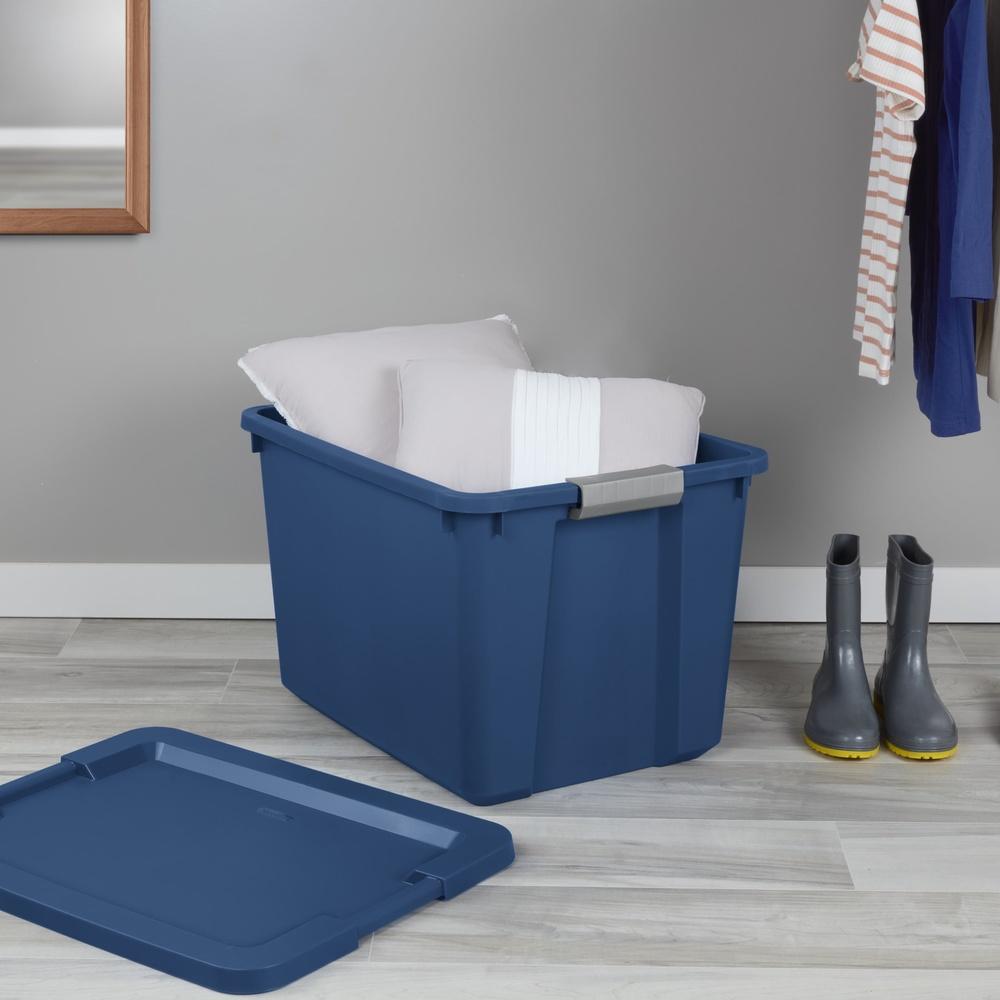 2 Pack 20 Gallon Stackable Plastic Storage Bin with Latching Lid and Comfortable Handle Household Garage Organization
