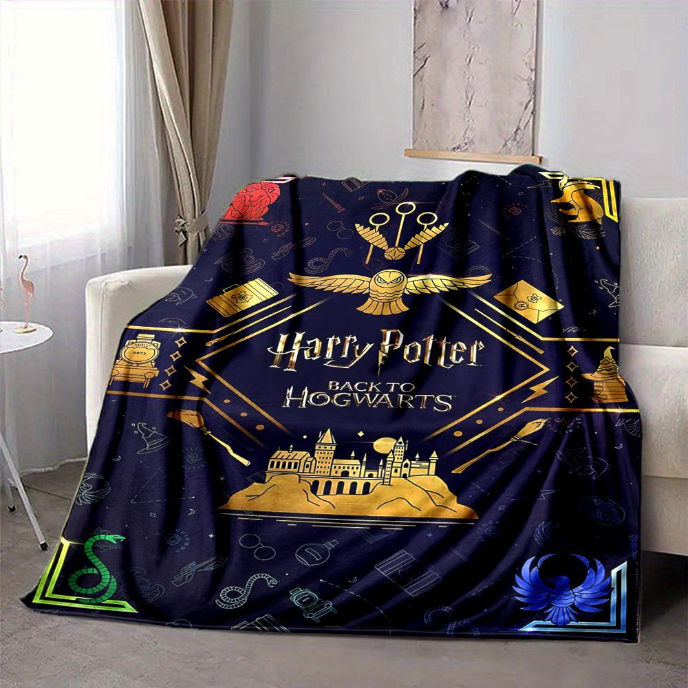 1pc Harry Potter Flannel Throw Blanket - HD Printed Lightweight Soft Warm All-Season Blanket for Sofa, Bed, Travel, Camping 047