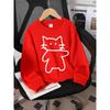 European sizes Kids' Crewneck Sweatshirt - White Cat Outline on Black Background , Sportswear And Casual Wear, Soft And Comfortable