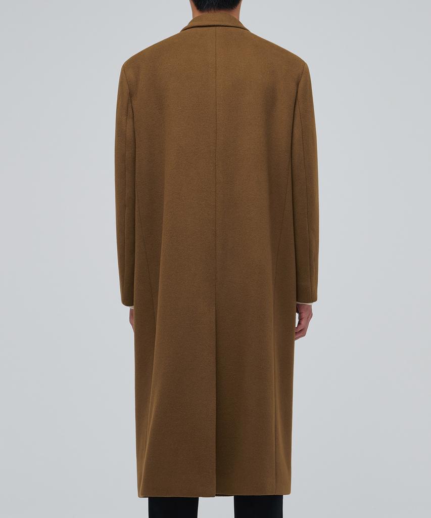 Musinsa Standard Cashmere Blend Daddy Shoulder Double Long Coat [Tan Brown]