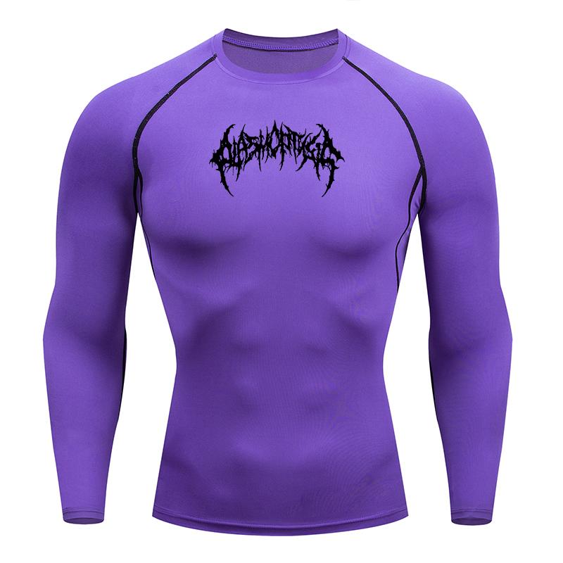 

Men Running Compression T-shirt Long Sleeves Sport Tees Gym Fitness Sweatshirt Male Jogging Tracksuit Homme Athletic Shirt Tops 3XL фіолетовий