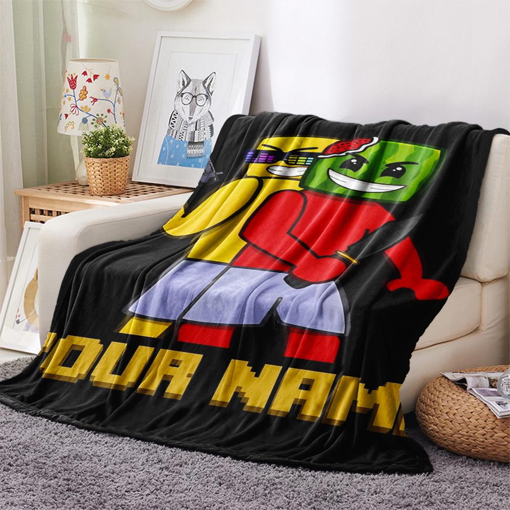 1 Stück Individueller Name Sonniges & Melonenmuster Flanelldecke Geeignet für Alle Jahreszeiten für Heimdekoration Wärme und Komfort Geschenke Feiertagsgeschenk_xia