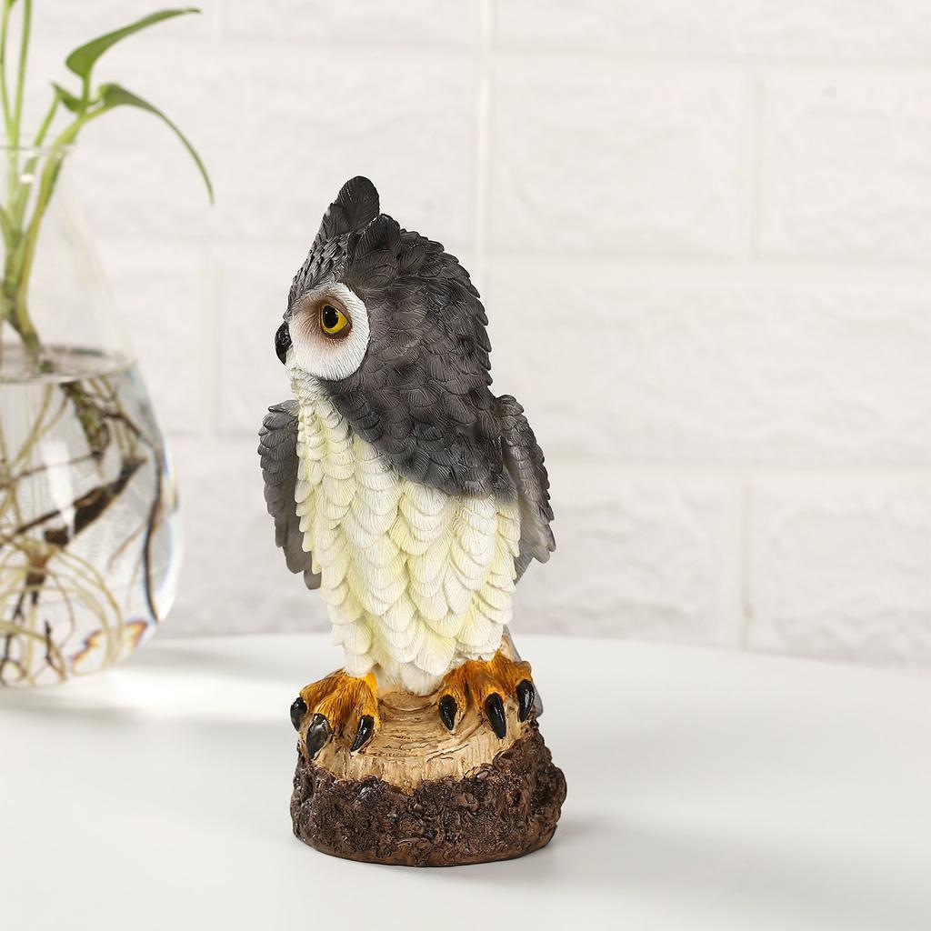 Owl Ornament Exquisite Owl Figurine for Outdoor Courtyard Garden Indoor Home Decoration Gray