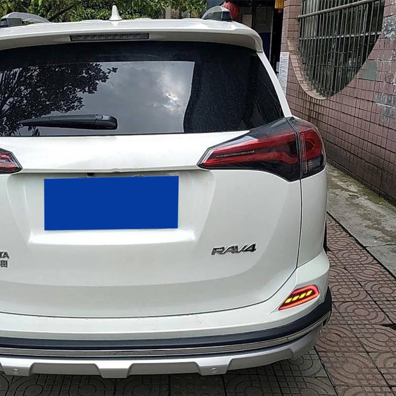 1 Pair Car LED Bumper Reflector Light For Toyota RAV4 2016 2017 2018 2019 Rear Tail Light Fog Light Turn Signal Brake Lamp