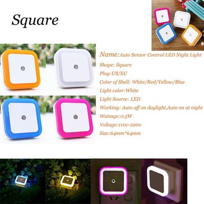 Mini Cute Wall Plug-in LED Night Light Auto Sensor Bedside Lamp For Bedroom Kid's Room Hallway Corridor Stairs EU/US 110V 220V