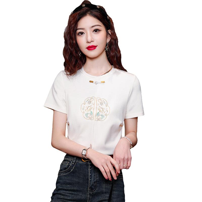 Sommer Kurzarm T-Shirt Damen Sommer Offene Kurze Baumwolloberteile