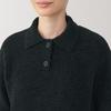 MUJI Women's Wool-Blend Boucle Polo Sweater, Dark Gray, Size XL, BA1P7A4A