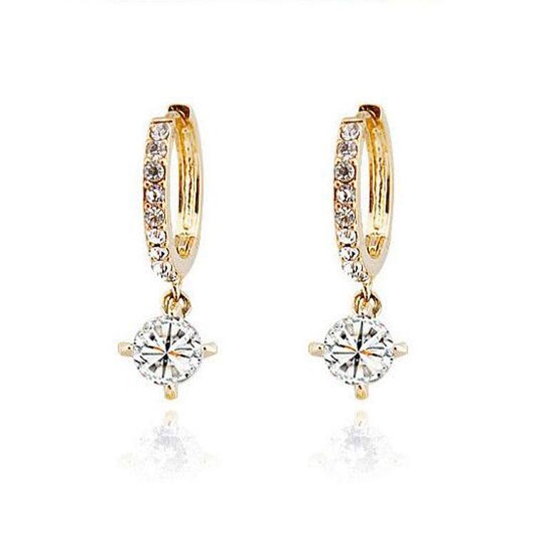 Korean Style Versatile Rhinestone Crystal Hoop  Zircon Stud Earrings - Shiny, Popular, Exquisite Fashion Accessories