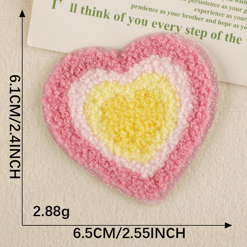 Chenille Heart & Flower Embroidery Patch with Adhesive Backing