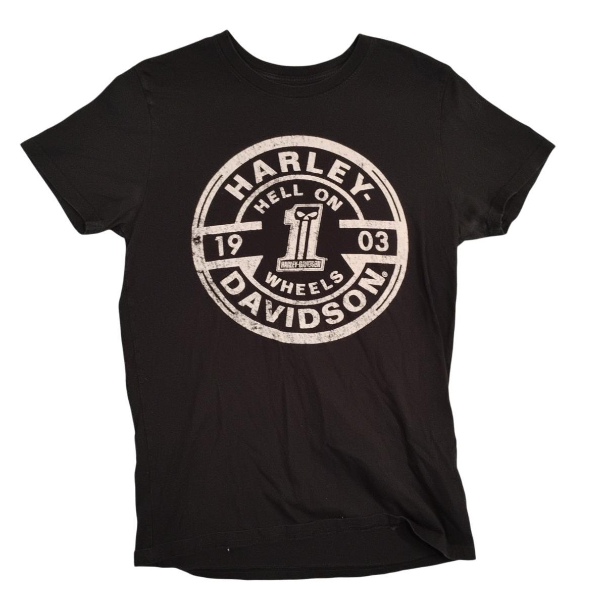 Harley-Davidson Shirt Mens Medium Black Hell On Wheels 1903 Graphic Tee Slim Fit Unisex T-Shirt S