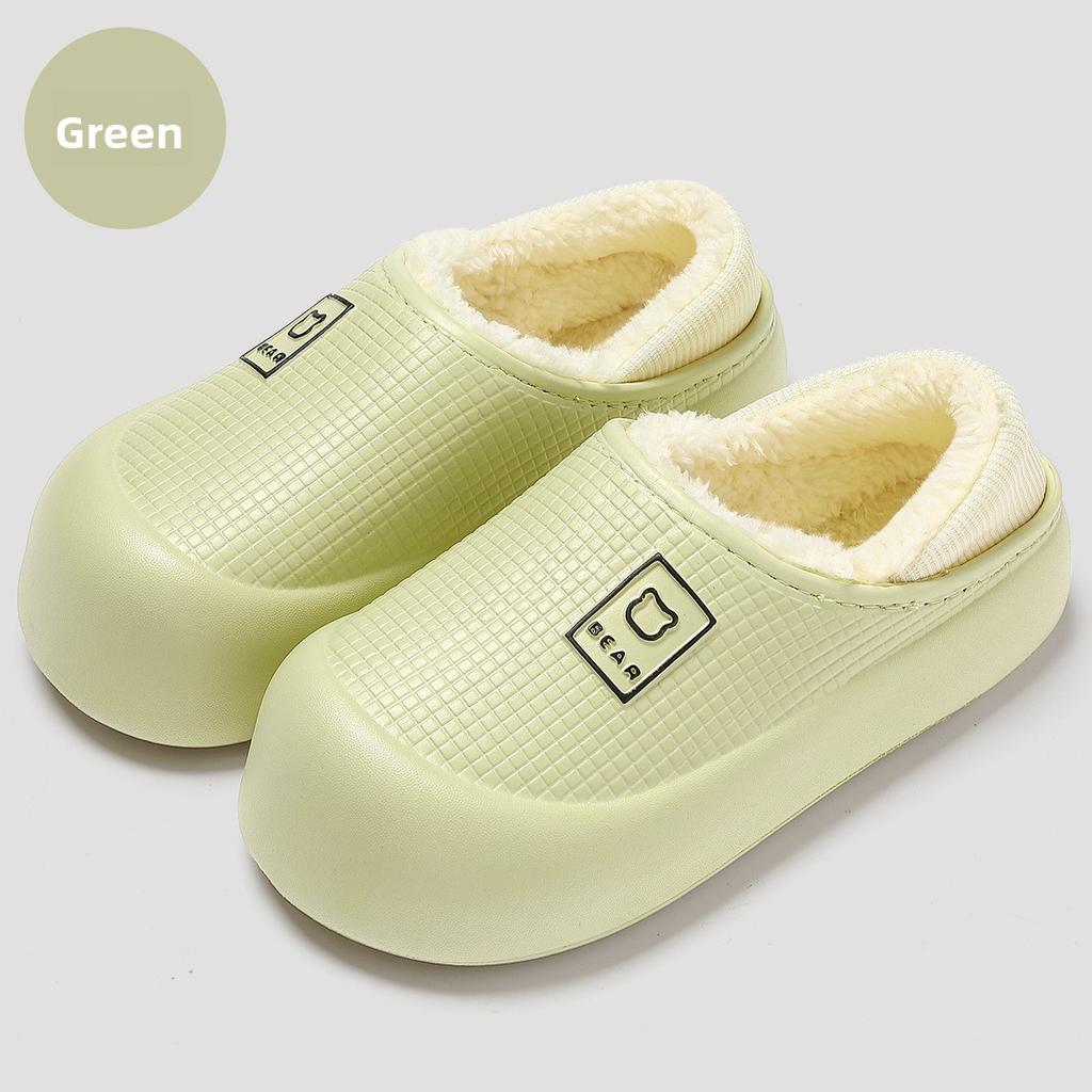 Waterproof Cotton Slippers for Women, Autumn and Winter Bags, Cotton Slippers, Winter Indoor Use, Anti Slip and Warm Thick Soled Cotton Shoes